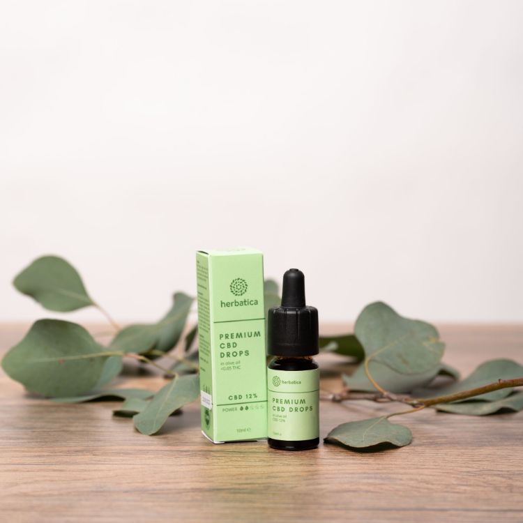 Obrázek CBD kapky 12% PREMIUM s olivovým olejem - Herbatica - 10 ml