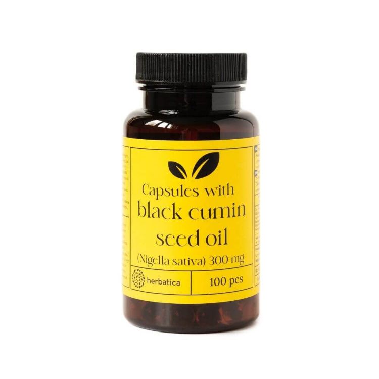 Obrázek Olej ze semen černého kmínu (Nigella sativa) v kapslích /300 mg - 100 kapslí - Herbatica
