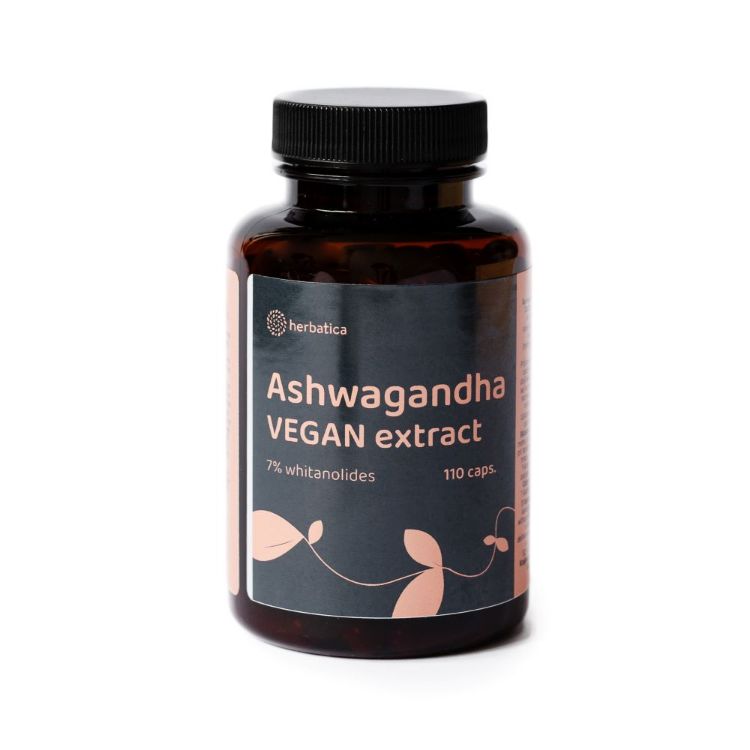 Obrázek Ashwagandha veganské kapsle - 7% extrakt whitanolidů - 110 kapslí - Herbatica