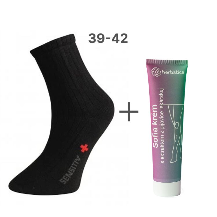 Obrázek Sada proti otokům nohou - ponožky + krém na křečové žíly SOFIA, vel. XL- Herbatica