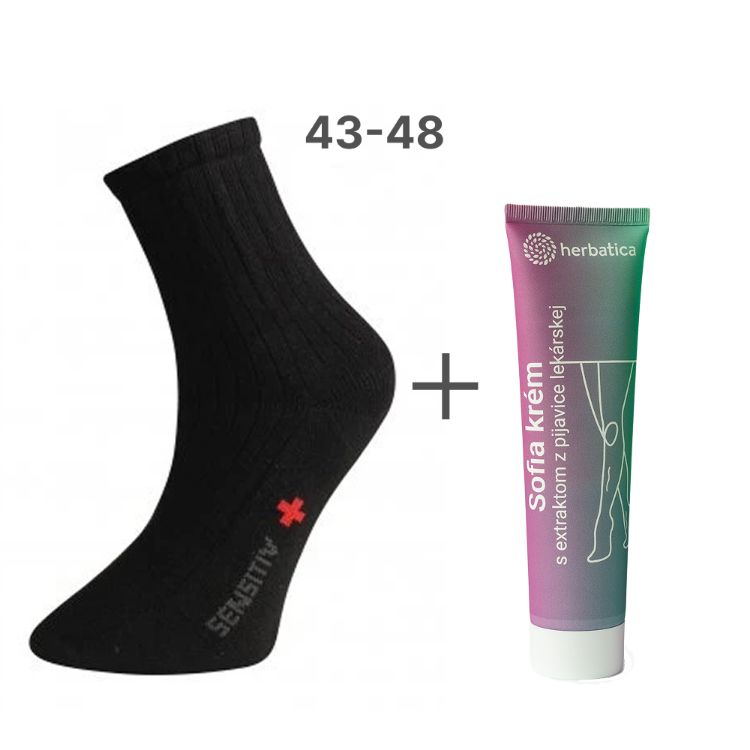 Obrázek Sada proti otokům nohou - ponožky + krém na křečové žíly SOFIA, vel. XXL- Herbatica
