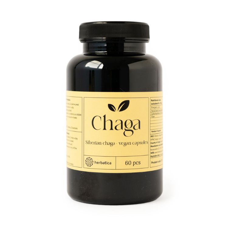 Obrázek Čaga sibiřská - 60 veganských kapslí (300mg/ kapsle)- Herbatica