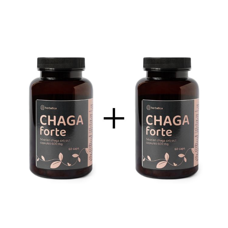 Obrázek Výhodný set: 2× Čaga sibiřská FORTE - 60 veganských kapslí (600mg/kapsle) - Herbatica