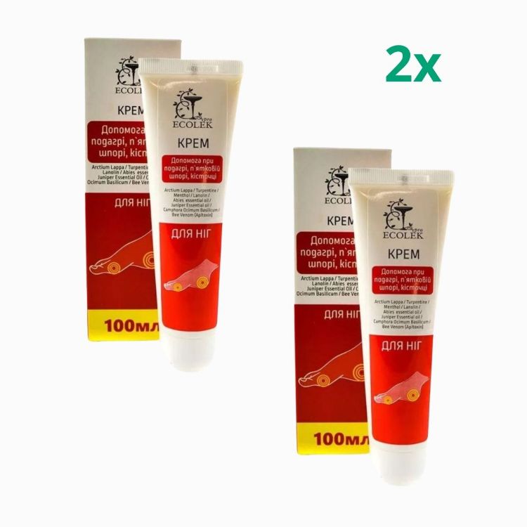 Obrázek Zvýhodněný set: 2x Krém pro péči o nohy, patní ostruhy, halluxy a dnu - 100ml - Ecolek