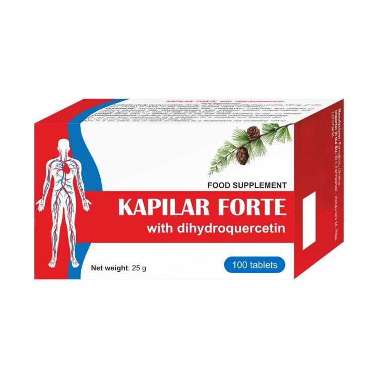 Obrázek KAPILAR FORTE - doplněk stravy s dihydroquercetinem, rutinom a vitamínem C - 100 tablet - Farmakom
