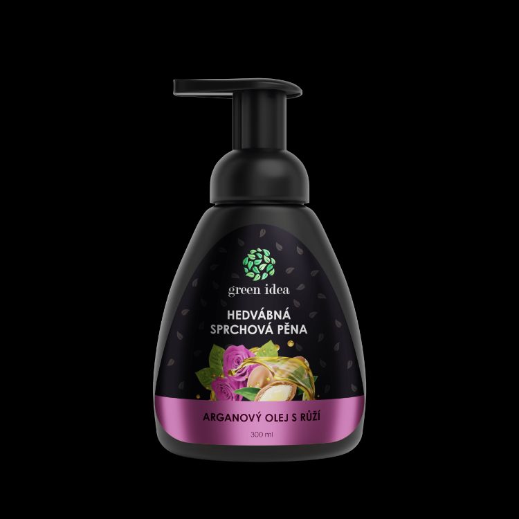 Obrázek Hedvábná sprchová pěna - arganový olej s růží 300 ml - Green idea