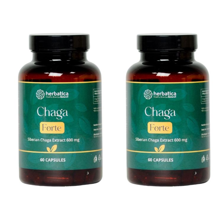 Obrázek Výhodný set: 2× Čaga sibiřská FORTE - 60 veganských kapslí (600mg/kapsle) - Herbatica