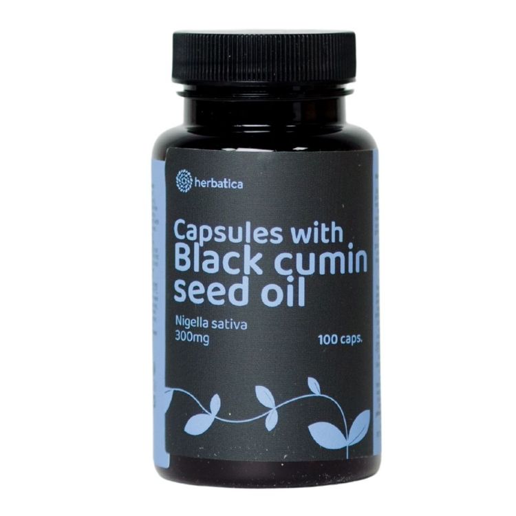 Obrázek Olej ze semen černého kmínu (Nigella sativa) v kapslích /300 mg - 100 kapslí - Herbatica
