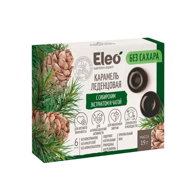 Obrázek Specialist Karamelové bonbóny s extraktem ze sibiřské čagy - 6ks/19gr. - Eleo