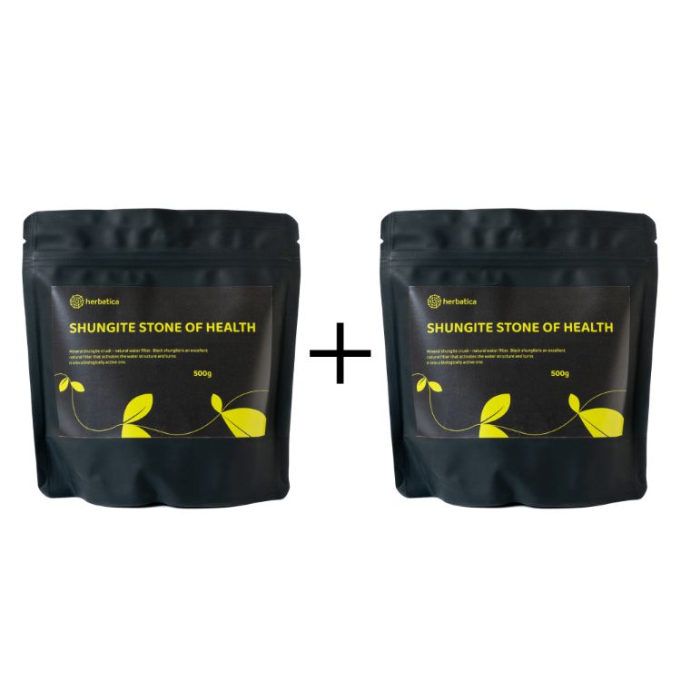 Obrázek Zvýhodněná sada: 2x Minerál šungit drť - přírodní vodní filtr 500g - Herbatica