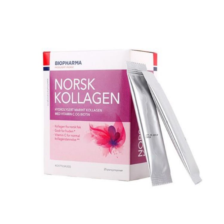 Obrázek Hydrolyzovaný mořský kolagen s vitamínem C a biotinem - Norsk Kollagen - Biopharma - 25x5 g Příchuť: Malina