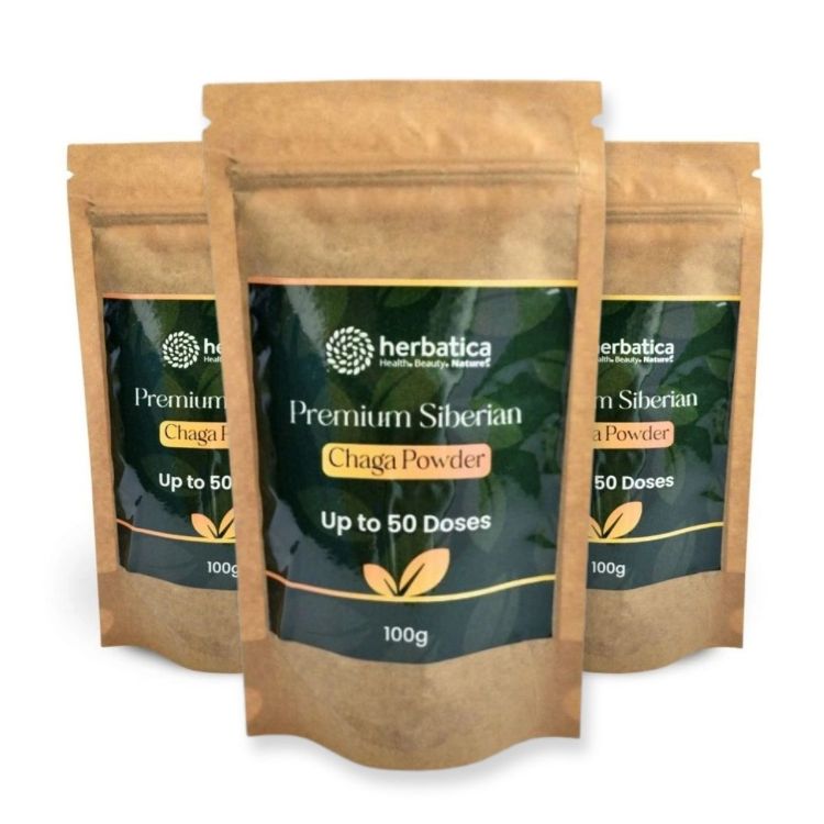 Obrázek Zvýhodněný set: 3x Prémiová čaga sibiřská 100% prášek - 100g - Herbatica