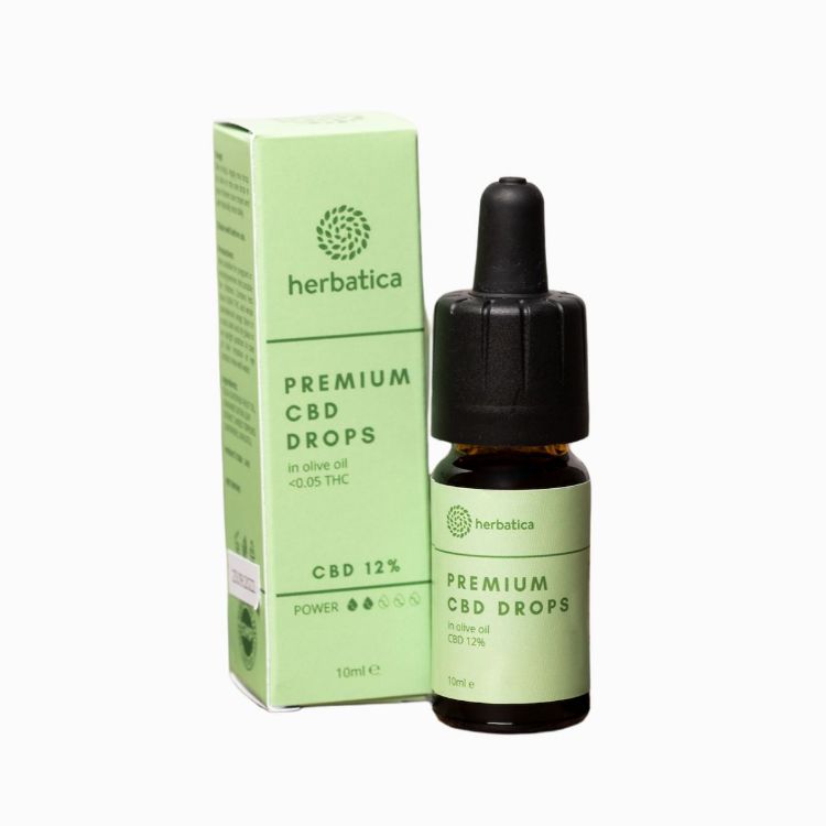 Obrázek CBD kapky 12% PREMIUM s olivovým olejem - Herbatica - 10 ml