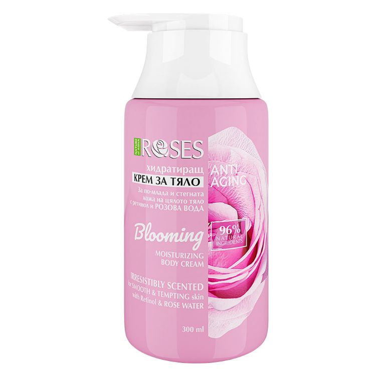 Obrázek BLOOMING hydratační tělový krém anti-aging s růžovou vodou a retinolem 300 ml - NATURE OF AGIVA