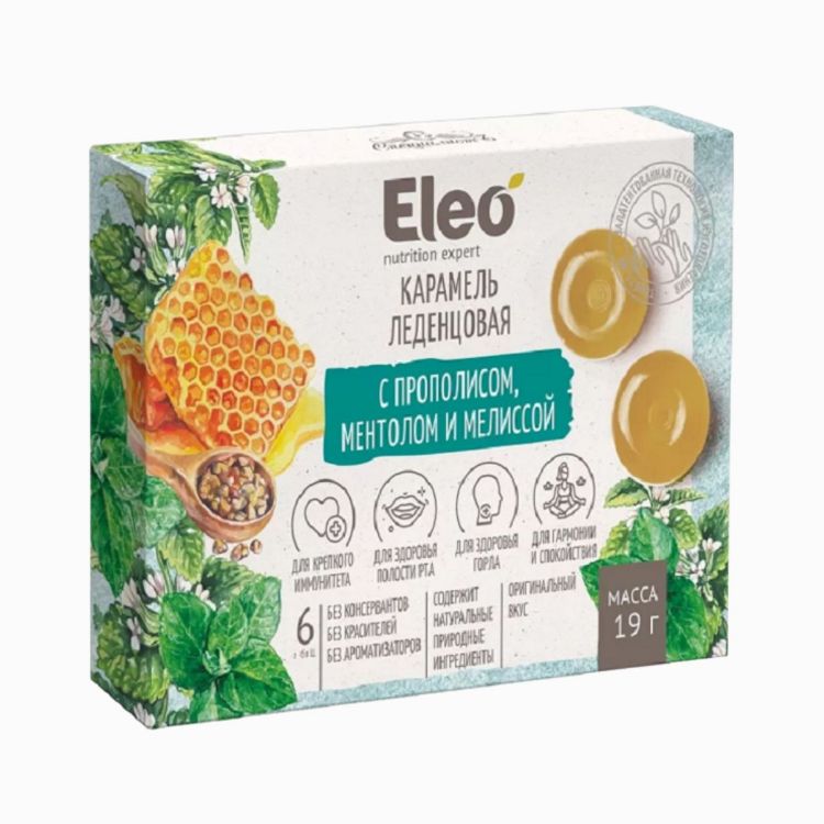 Obrázek Bonbony s propolisem, mentolem a meduňkou – 6 ks / 19 g – ELEO