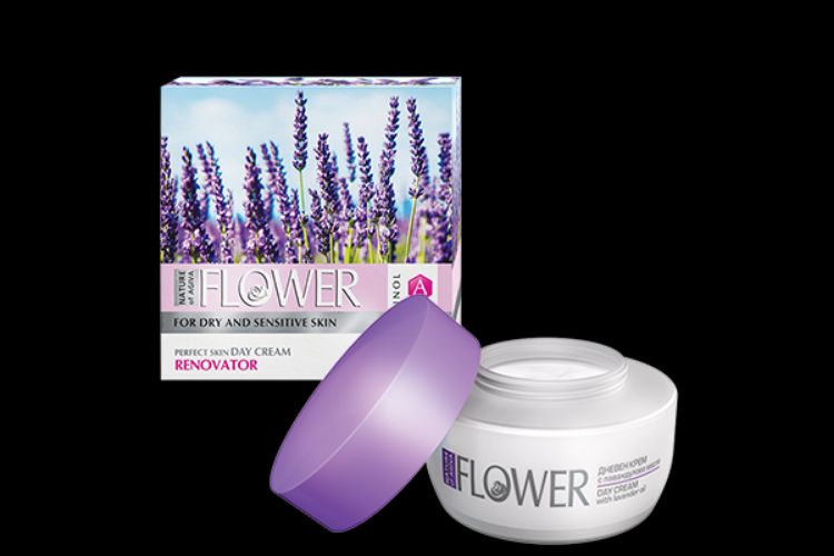 Obrázek FLOWER Rozjasňující denní pleťový krém pro suchou a citlivou pleť s levandulovým extraktem 50 ml - NATURE OF AGIVA