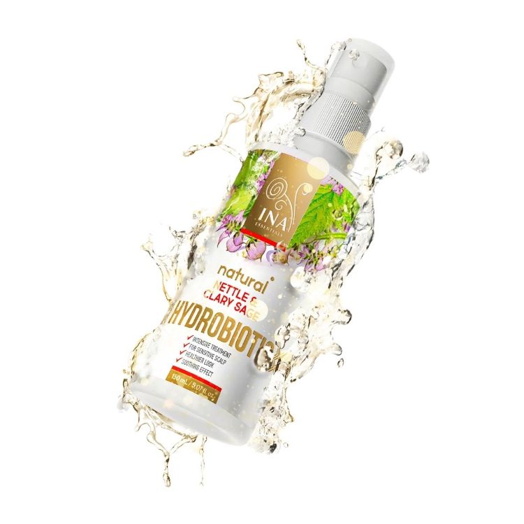 Obrázek HYDROBIOTIC - kopřiva & šalvěj - intenzivní péče při vypadávání vlasů, lupech a citlivé pokožce hlavy - 150 ml - INA Essentials