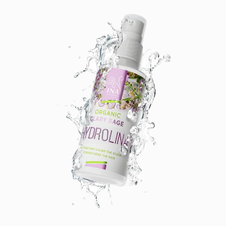 Obrázek HYDROLINA – organická šalvějová voda proti lupům a svědění pokožky hlavy – 150 ml – INA Essentials