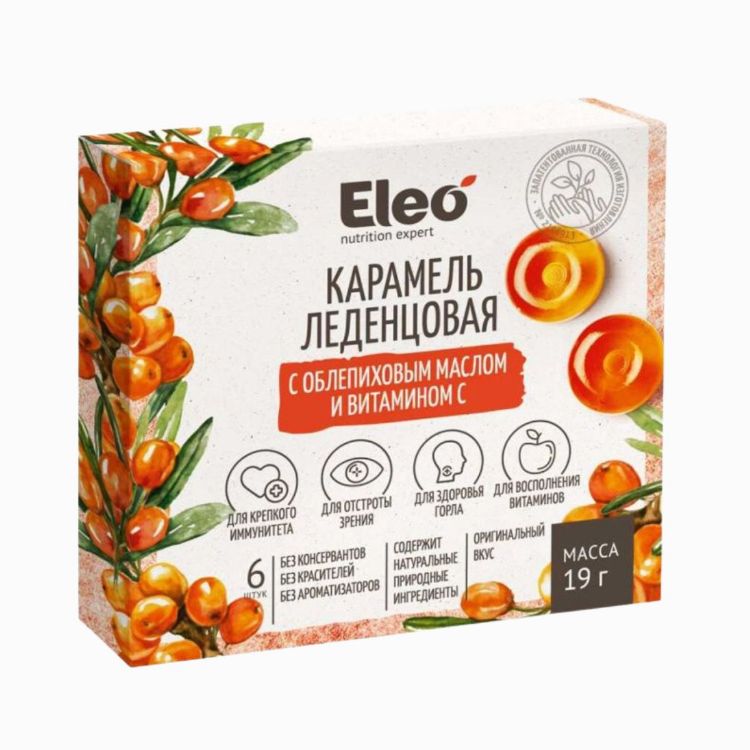 Obrázek Karamelové bonbony s rakytníkovým olejem a vitaminem C - 6 ks/19 g - ELEO
