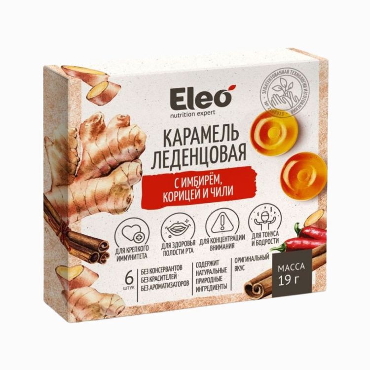 Obrázek Karamelové bonbony se zázvorem, skořicí a chilli - 6 ks/19 g - ELEO