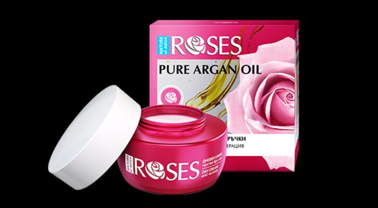 Obrázek ROSES Intenzivní denní krém proti vráskám s růžovým olejem, arganem a mořským kolagenem pro normální pleť 50 ml - NATURE OF AGIVA