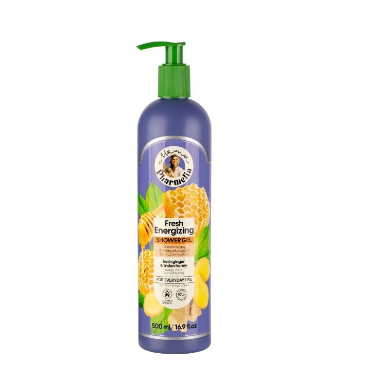 Obrázek Svěží energizující sprchový gel se zázvorem a lipovým medem - 500 ml - Mama Pharmelia