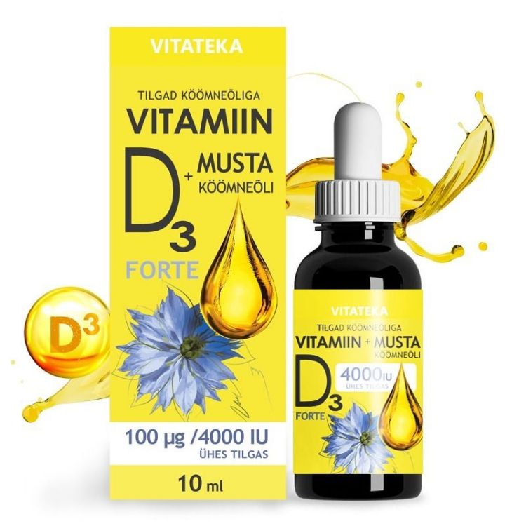 Obrázek Vitamín D3 4000 IU s olejem z černého kmínu – 10 ml – Vitateka