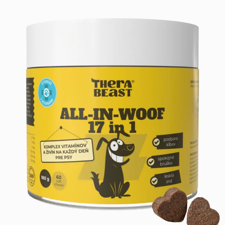 Obrázek All-In-Woof 17 in 1 – komplex vitaminů, probiotik a živin pro psy – 60 ks – Therabeast