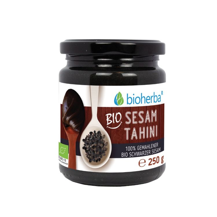 Obrázek 100% bio sezamové tahini z mletého bio černého sezamu – 250 g – Bioherba