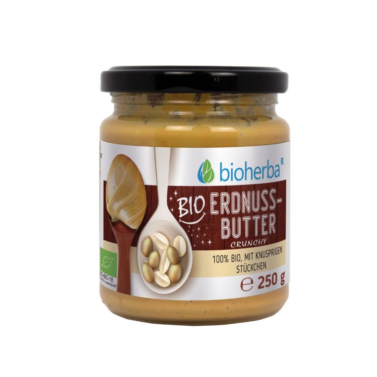 Obrázek 100% bio arašídové máslo crunchy – 250 g – Bioherba