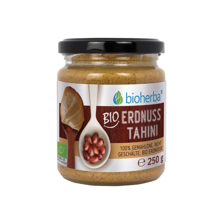 Obrázek 100% bio arašídové tahini z mletých neloupaných jader – 250 g – Bioherba