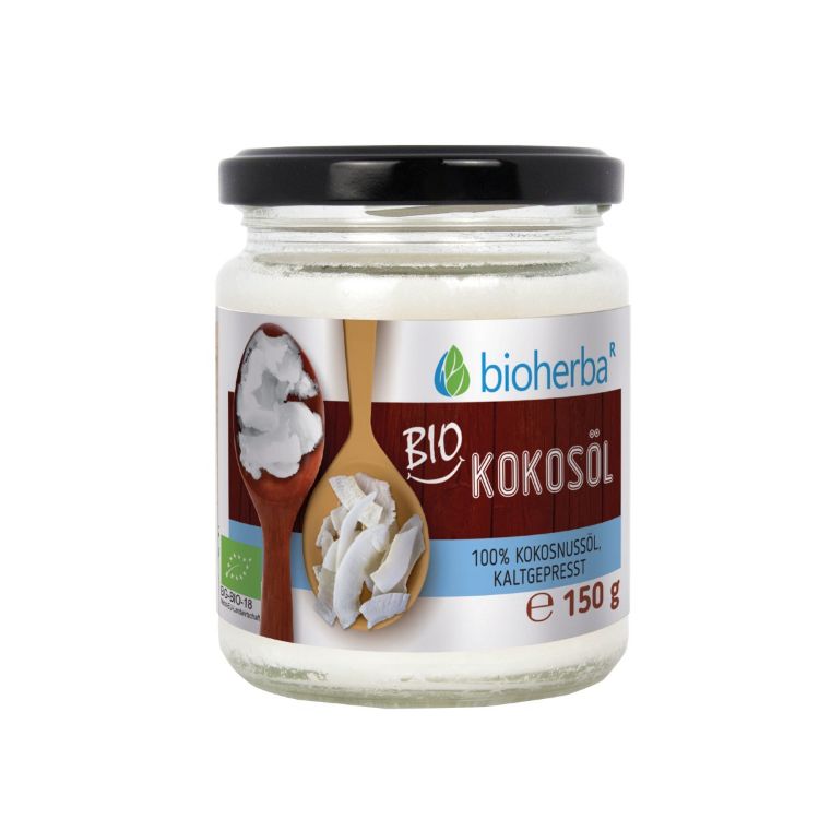 Obrázek 100% bio kokosový olej lisovaný za studena – 150 g – Bioherba