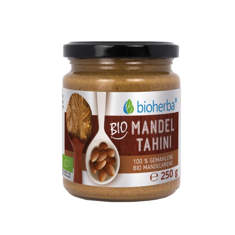 Obrázek 100% bio mandlové tahini z mletých bio mandlových jader – 250 g – Bioherba