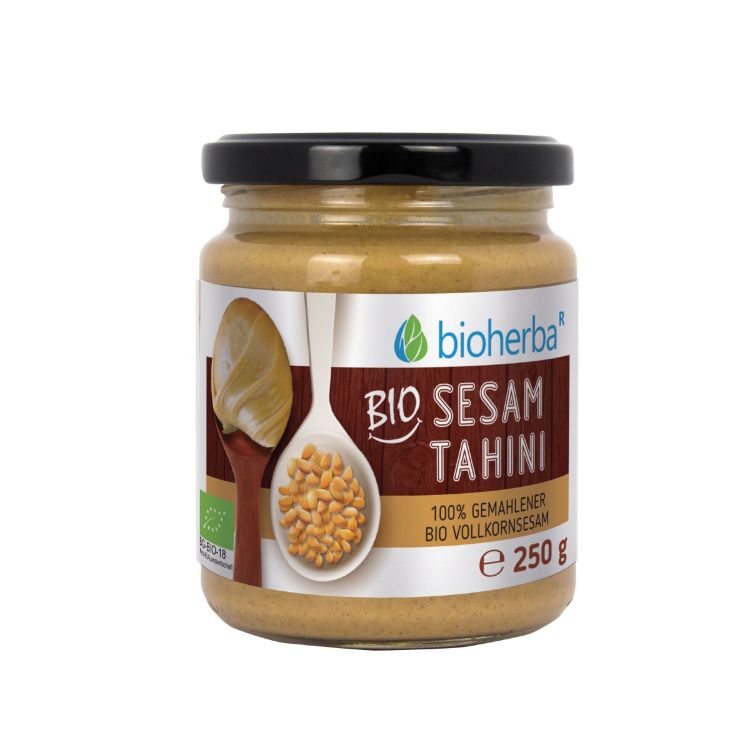 Obrázek 100% bio sezamové tahini z mletého bio celozrnného sezamu – 250 g – Bioherba