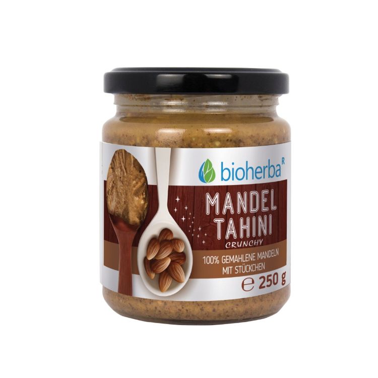 Obrázek 100% mandlové tahini z mletých mandlí crunchy – 250 g – Bioherba