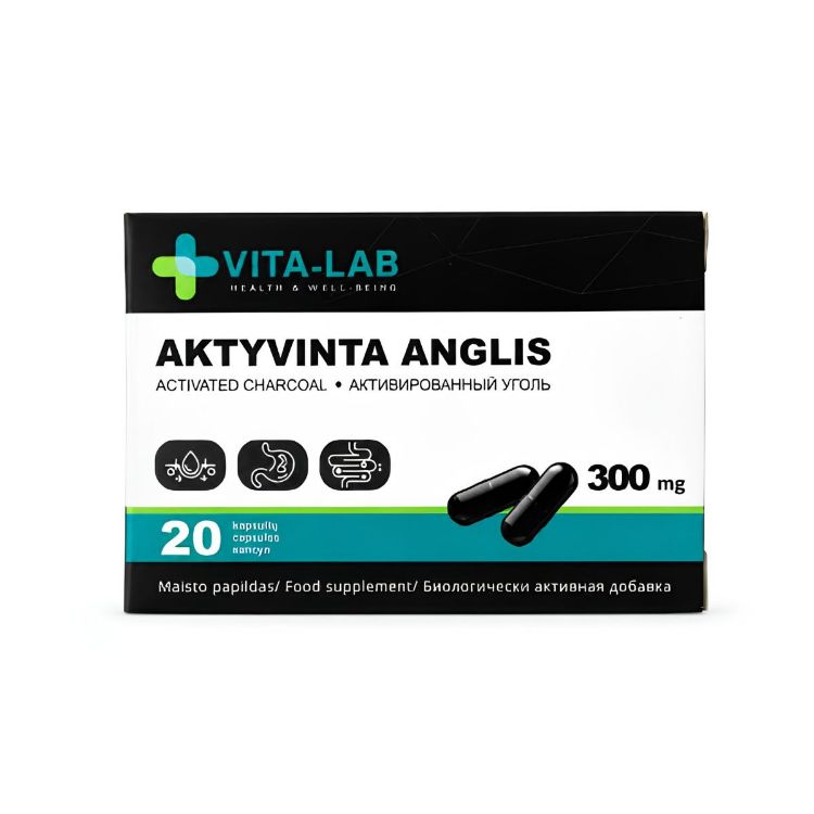 Obrázek Aktivní uhlí 300 mg – 20 kapslí – VITA-LAB
