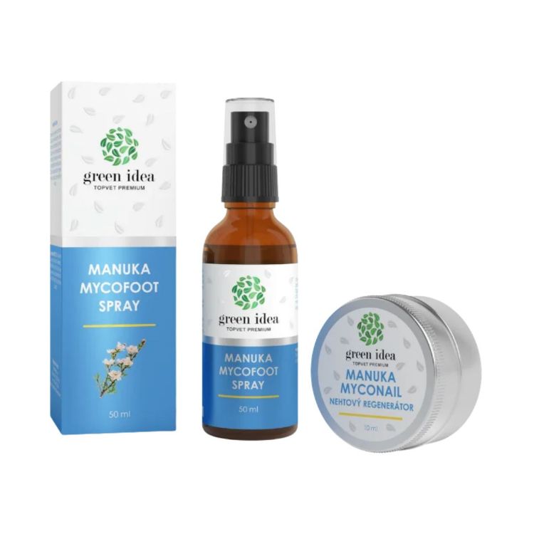 Obrázek Zvýhodněný set Péče o nohy: Manuka MYCOFOOT sprej + Manuka MYCONAIL regenerační olej na nehty – Green idea