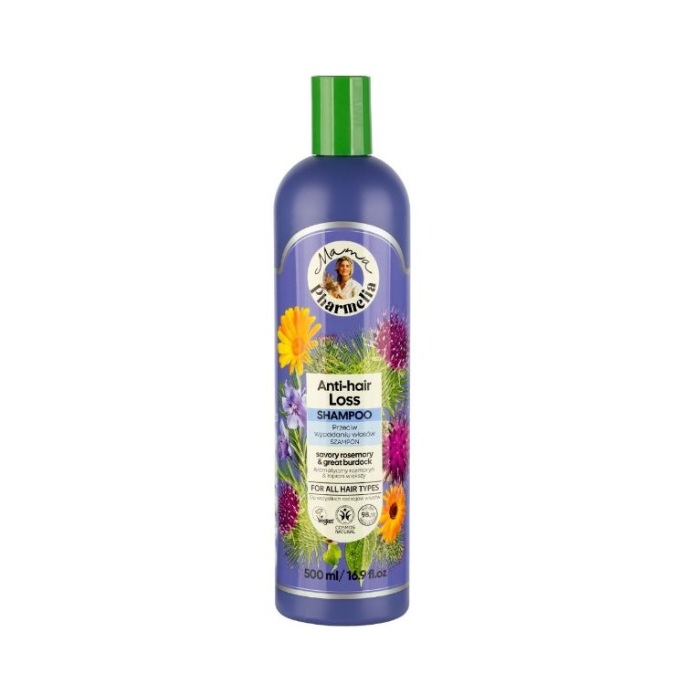 Obrázek Šampon proti vypadávání vlasů s rozmarýnem a lopuchem - 500 ml - Mama Pharmelia