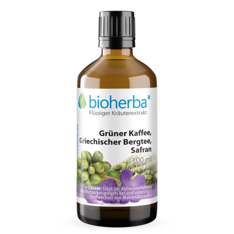 Obrázek Zelená káva, řecký horský čaj a šafrán kapky – tinktura – 100 ml – Bioherba