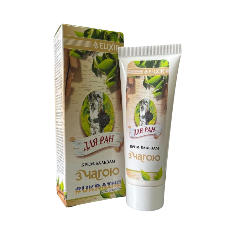 Obrázek Čaga krém-balzám pro péči o jizvy, nerovnosti pleti a pokožku se sklonem k psoriáze - Elixir - 75 ml