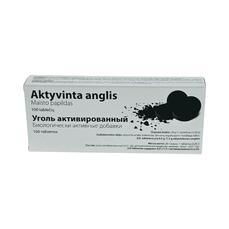 Obrázek Olymp Handels Aktivní uhlí – doplněk stravy – 100 tablet x 0,28 g – OLYMP