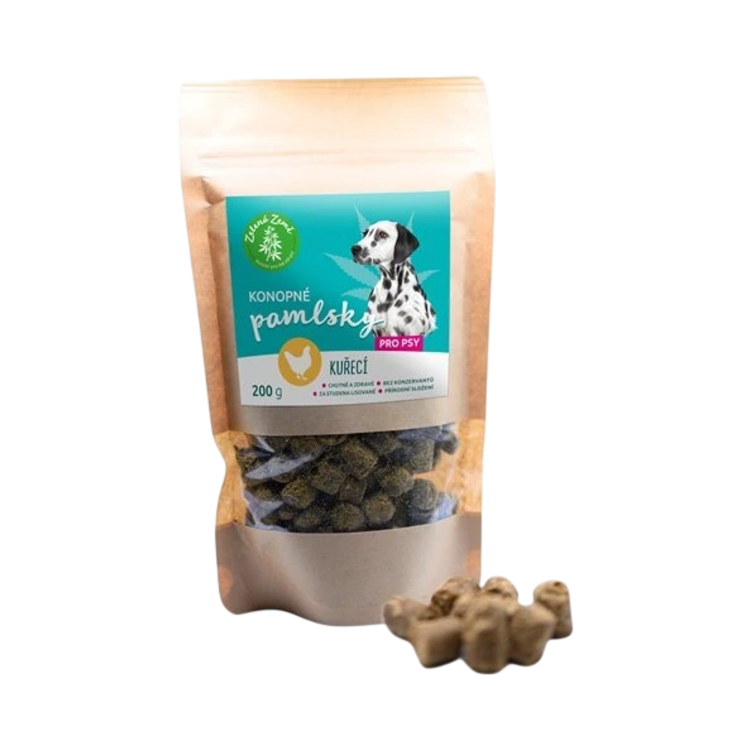 Obrázek Konopné pamlsky pro psy – kuřecí příchuť - 200 g - Zelená Země