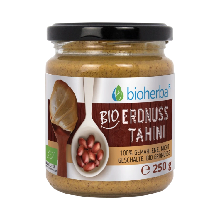 Obrázek 100% bio arašídové tahini z mletých neloupaných jader – 250 g – Bioherba
