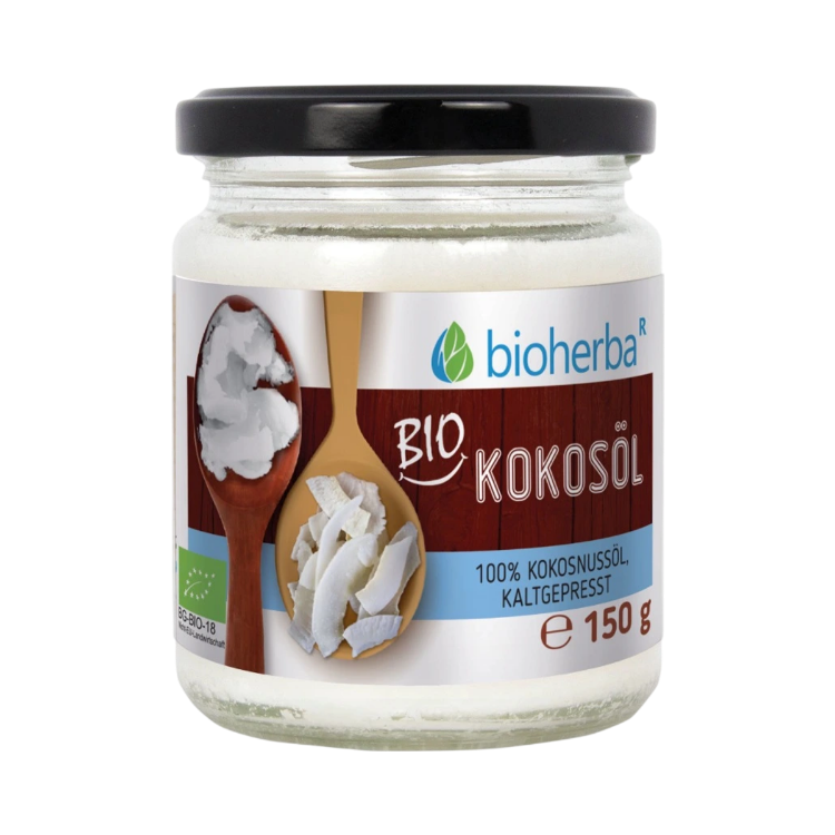 Obrázek 100% bio kokosový olej lisovaný za studena – 150 g – Bioherba
