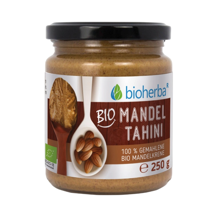 Obrázek 100% bio mandlové tahini z mletých bio mandlových jader – 250 g – Bioherba