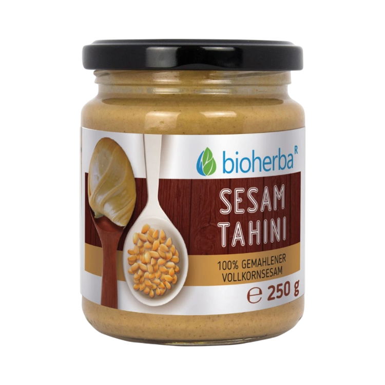 Obrázek 100% sezamové tahini z mletého celozrnného sezamu – 250 g – Bioherba