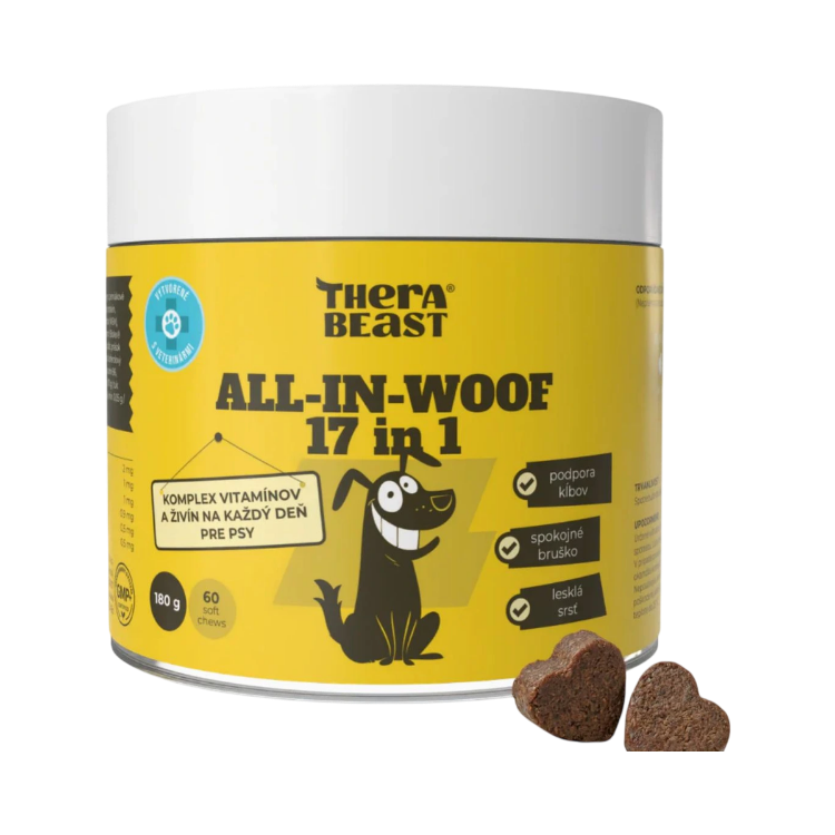 Obrázek All-In-Woof 17 in 1 – komplex vitaminů, probiotik a živin pro psy – 60 ks – Therabeast
