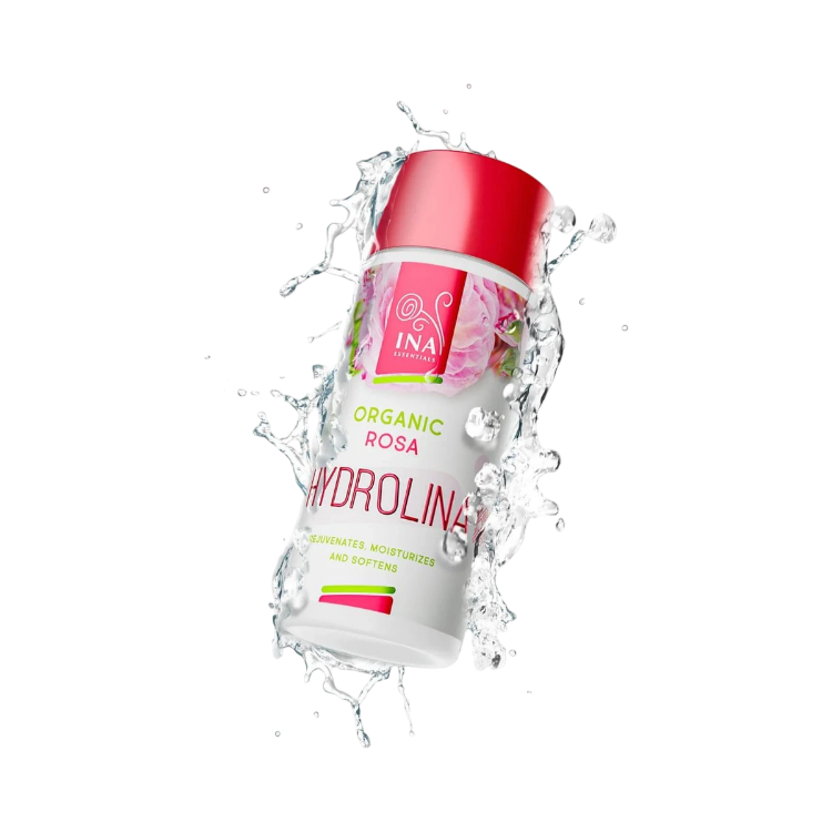 Obrázek HYDROLINA – organická růžová voda pro suchou pokožku – 150 ml – INA Essentials