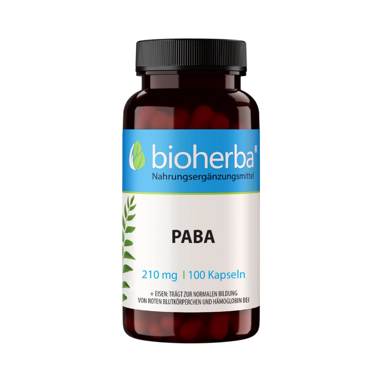 Obrázek PABA (kyselina para-aminobenzoová) 210 mg – 100 kapslí – Bioherba