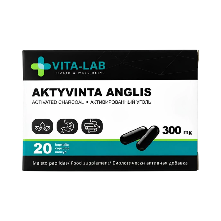 Obrázek Aktivní uhlí 300 mg – 20 kapslí – VITA-LAB